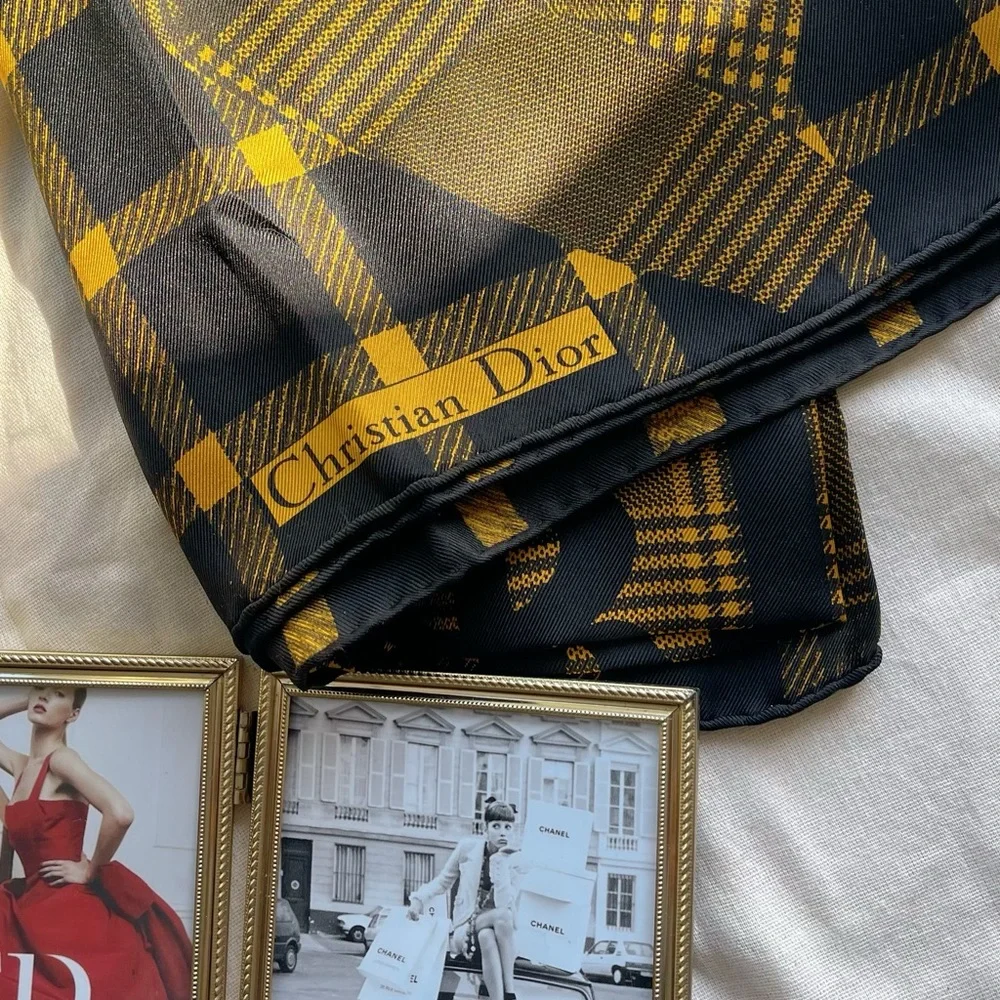 Christian Dior Vintage Silk Scarf in retro print